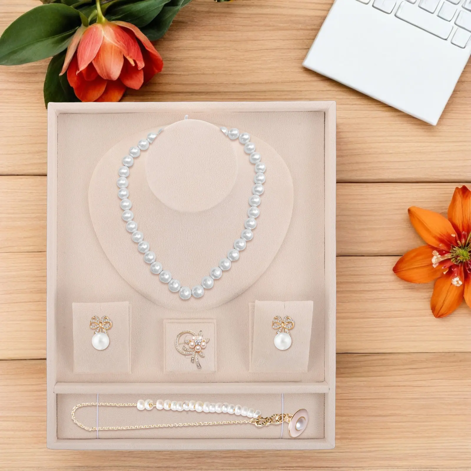 

Jewelry Organizer Tray Jewelry Display Tray Lint Base Soft Protective Rings Bracelets Necklaces Earrings Showcase Dish Wedding