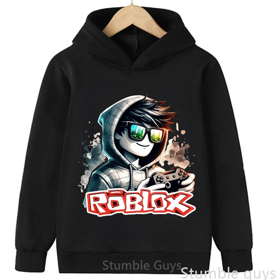 Roblox Kids هوديي الخريف الشتاء أزياء لعبة طباعة بنين بنات عارضة الزي الرياضي