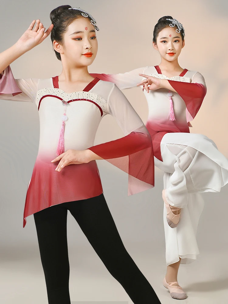 

Ele Classical Dance Performance Costume for Girls Children's Practice Clothes Fairy T Hanfu Stage Performance Outfit