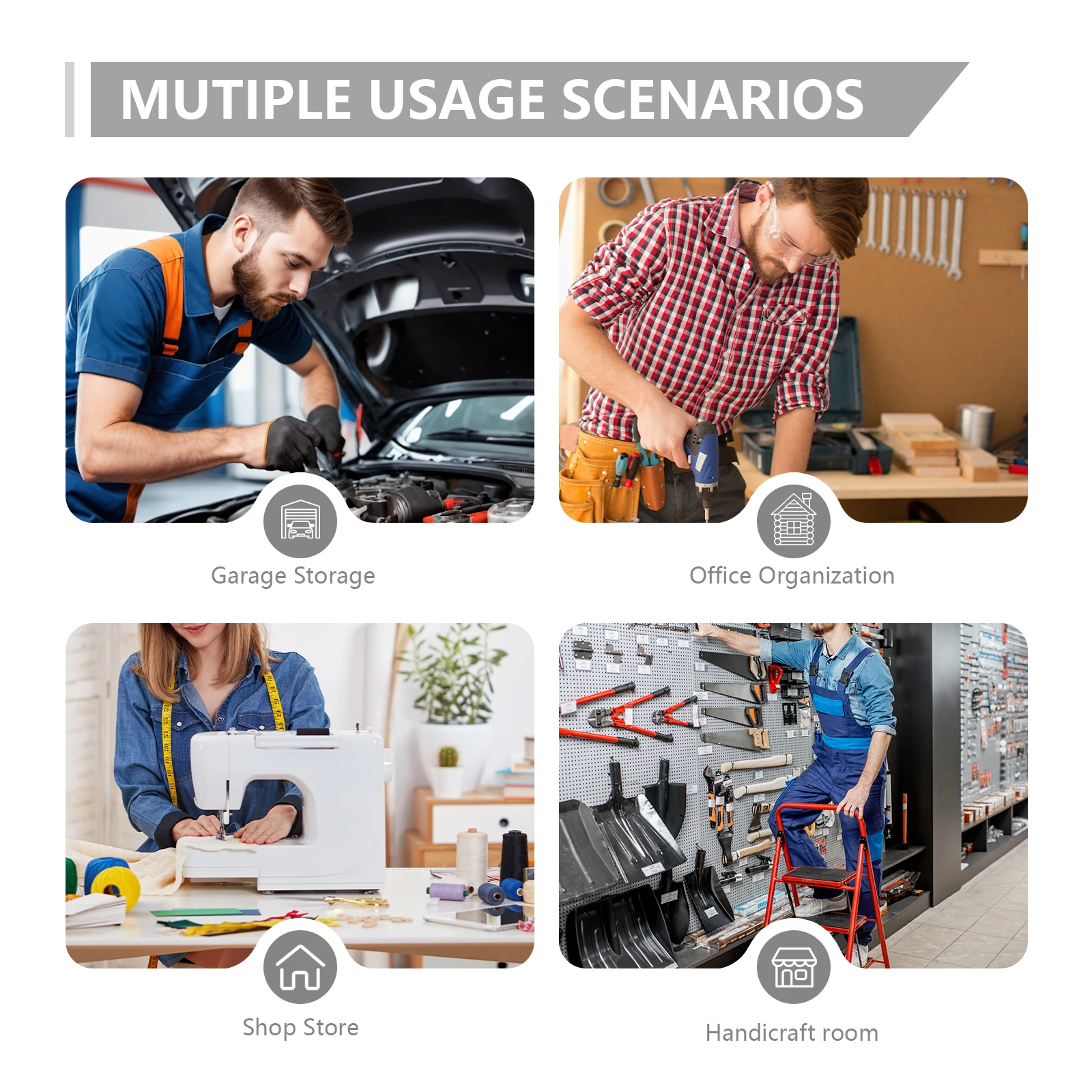 12Pcs 8"x5"x4" Stackable Plastic Storage Bins - Multipurpose Organizer for Garage Tools, Kitchen Sundries & Car Accessories