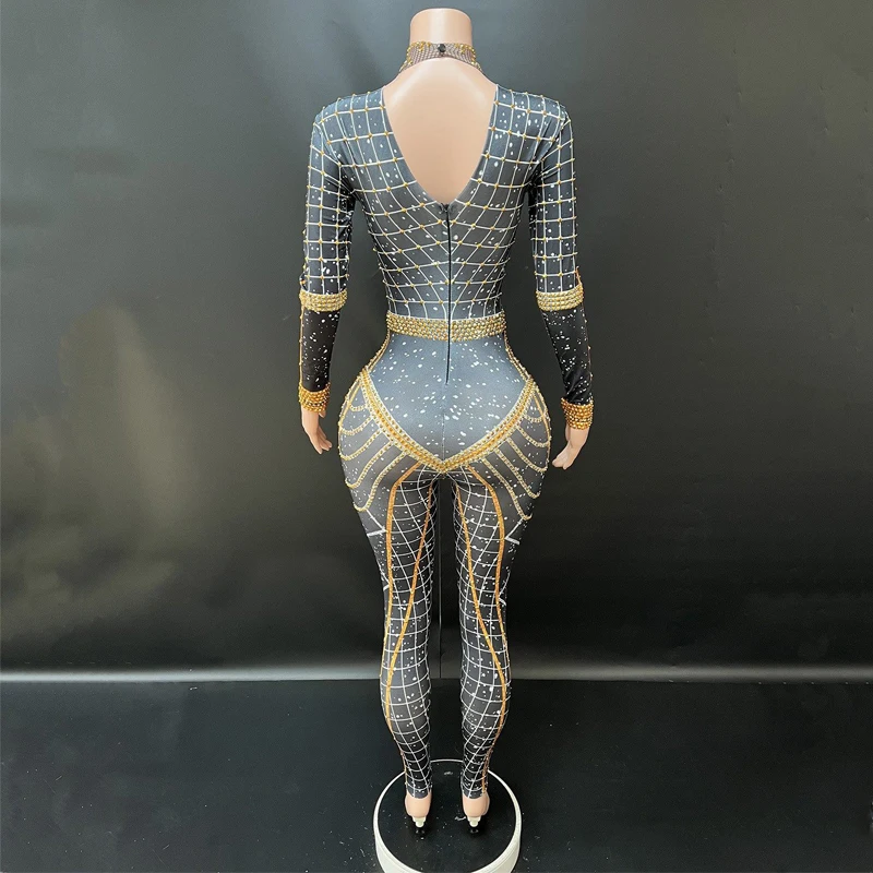 Nachtclub Bar DJ Gogo Dance Kostüm Frauen Voller Strass Overall Drag Queen Outfit Halloween Bühne Jazz Kleidung XS10165