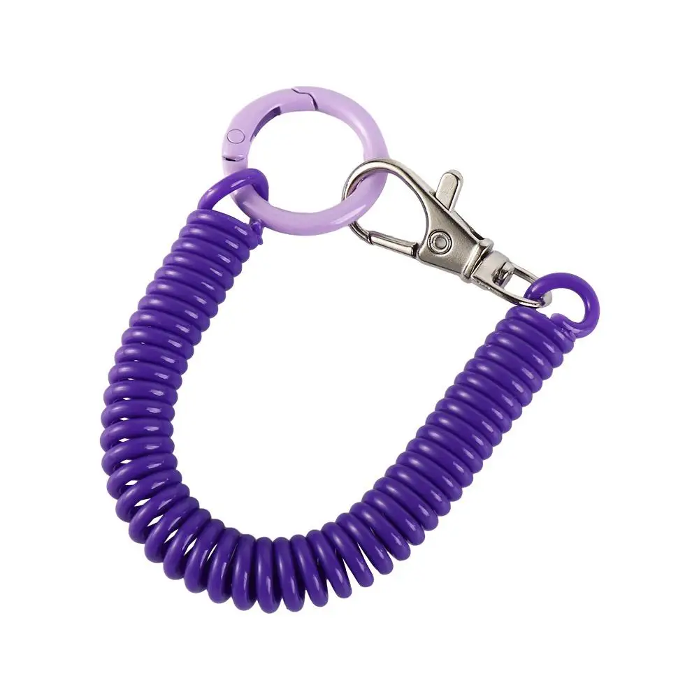 Springs With Metal Clasp Key Ring Spring Hook Key Chain Holder Keyring Stretch Spring Coil Key Hooks Anti-lost Lobster Clasp