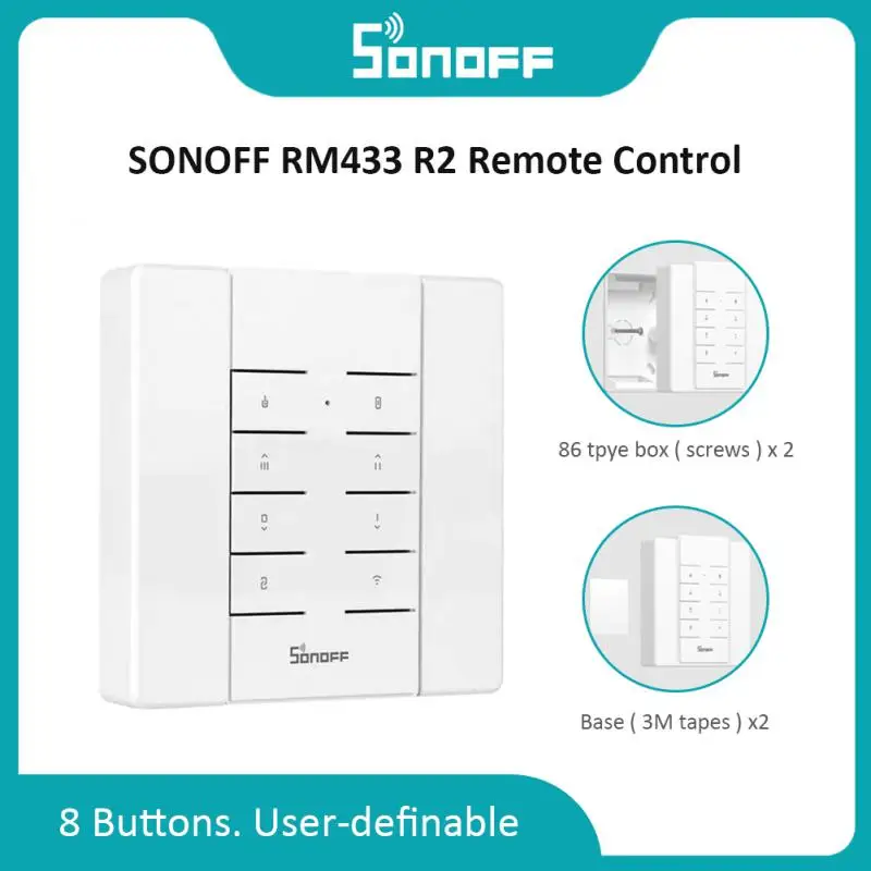 

Пульт дистанционного управления SONOFF RM433 R2, 8 клавиш, 433 МГц, работает с SONOFF Slampher R2/4CH Pro/TX Series/RF BridgeR2