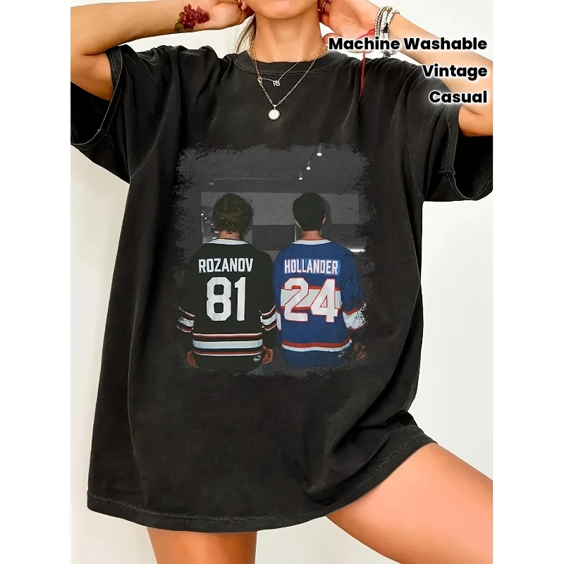 Retro Hollander Rozanov&Connor Storrie Ice Hockey T-shirt for Women, Retro Four Seasons Suitable for Men and Women T-shirt
