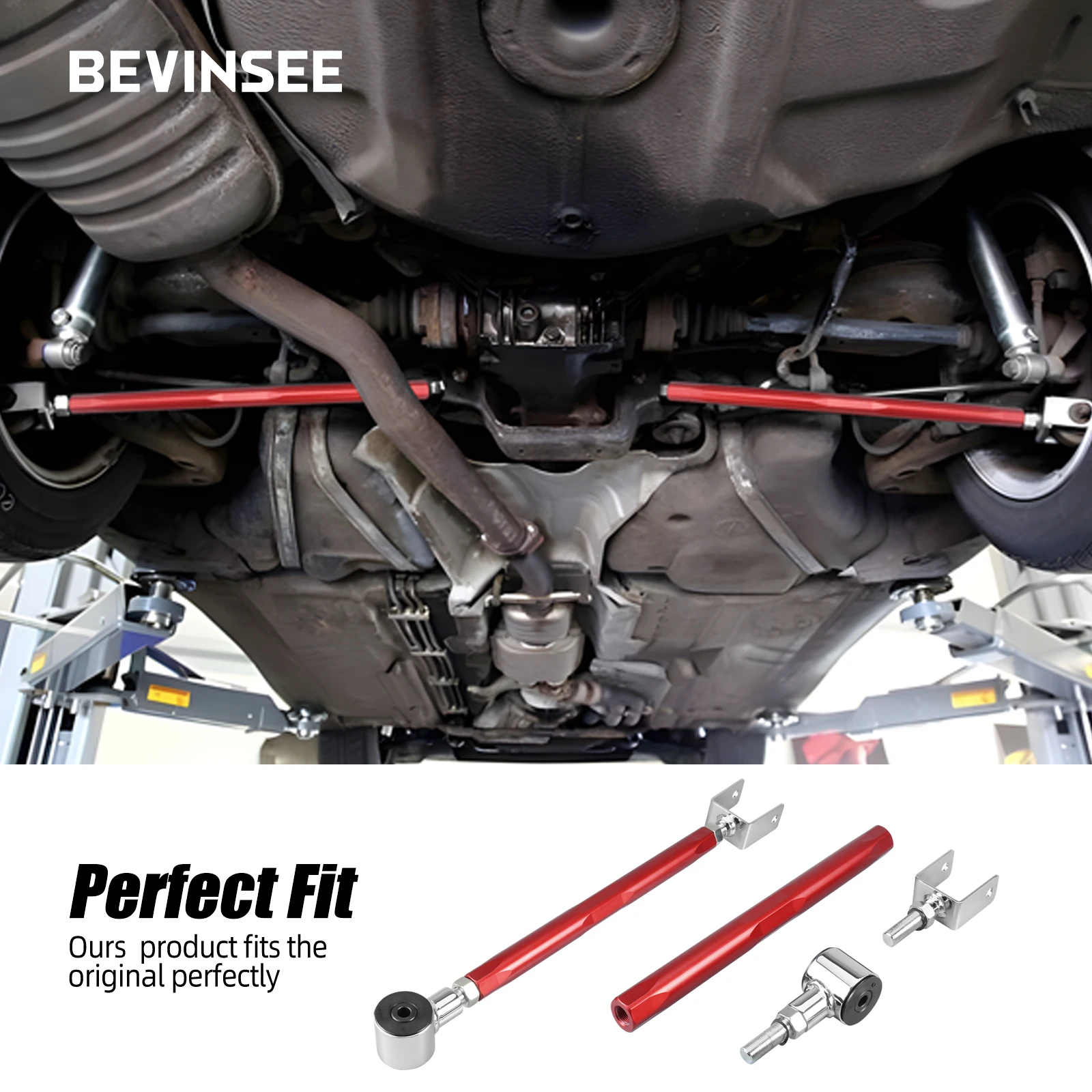 BEVINSEE +/- 2° Adjustable Rear Lower Camber Control Arms for BMW E36 E46 325i 328i 330i