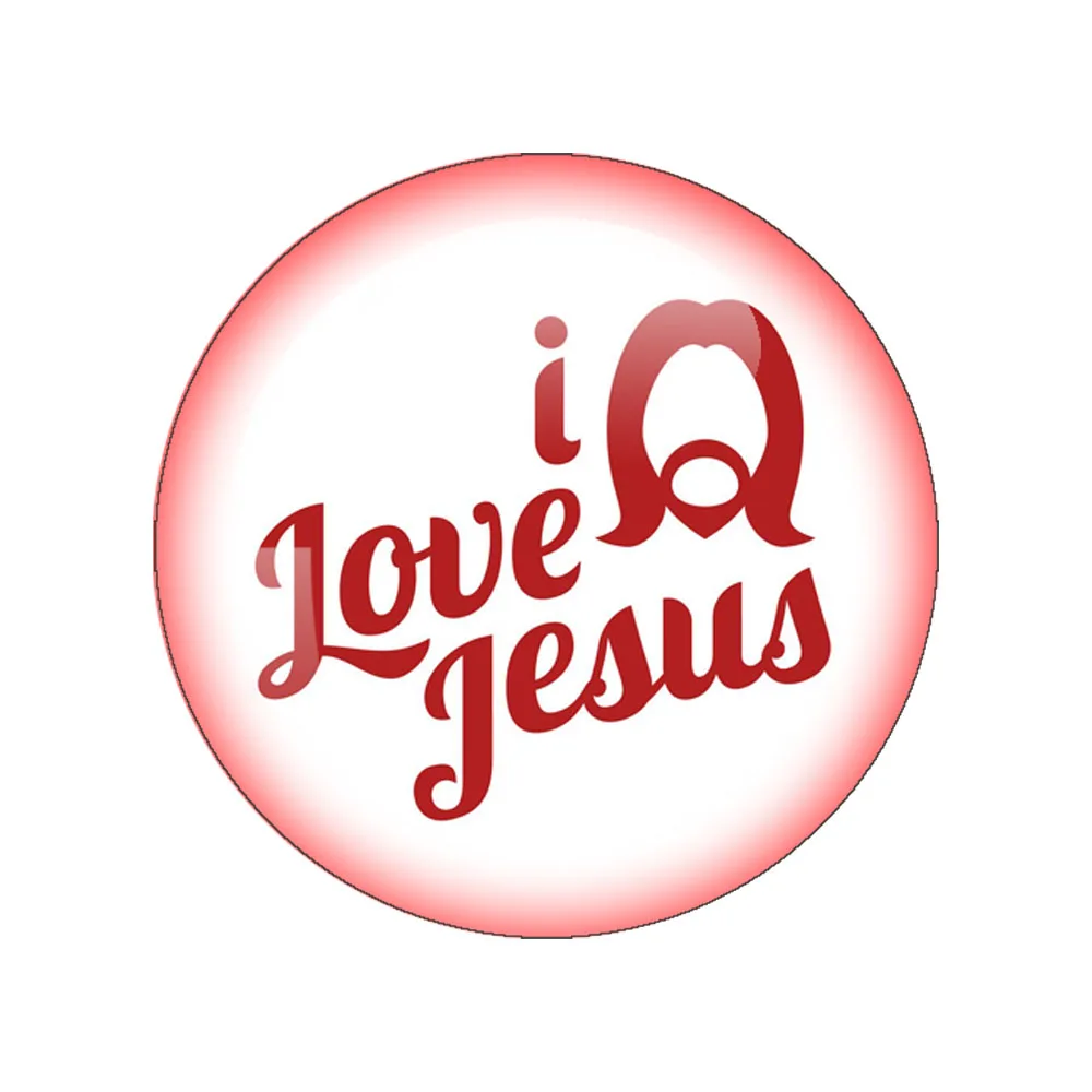 I Love Jesus Symbol Pattern Glass Cabochon 12mm-40mm Round Photo Glass Cabochon Demo Flat Back Making risultati