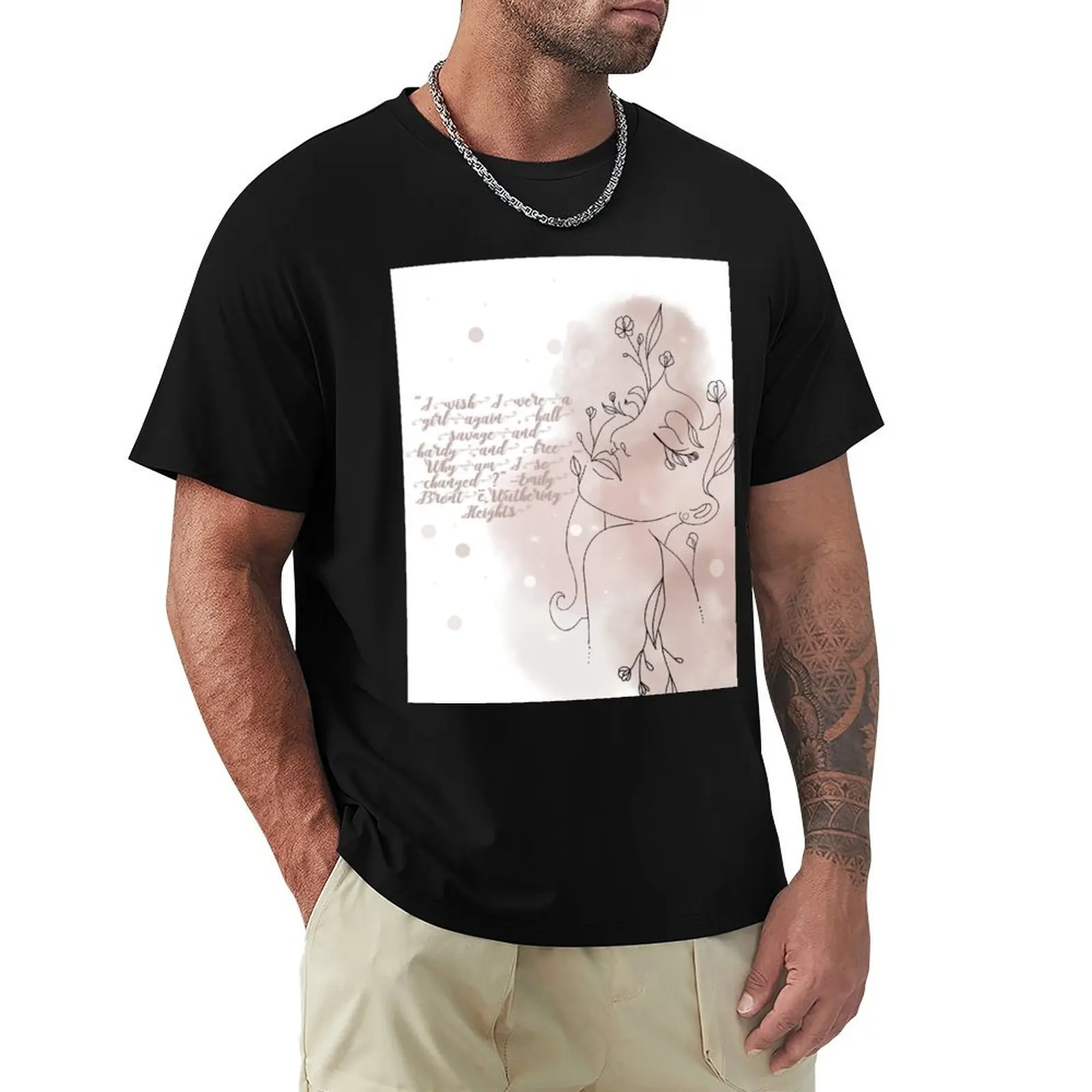 

Emily Bronte Wuthering Heights Quote T-Shirt Sports Casual Breathable Tee Shirt