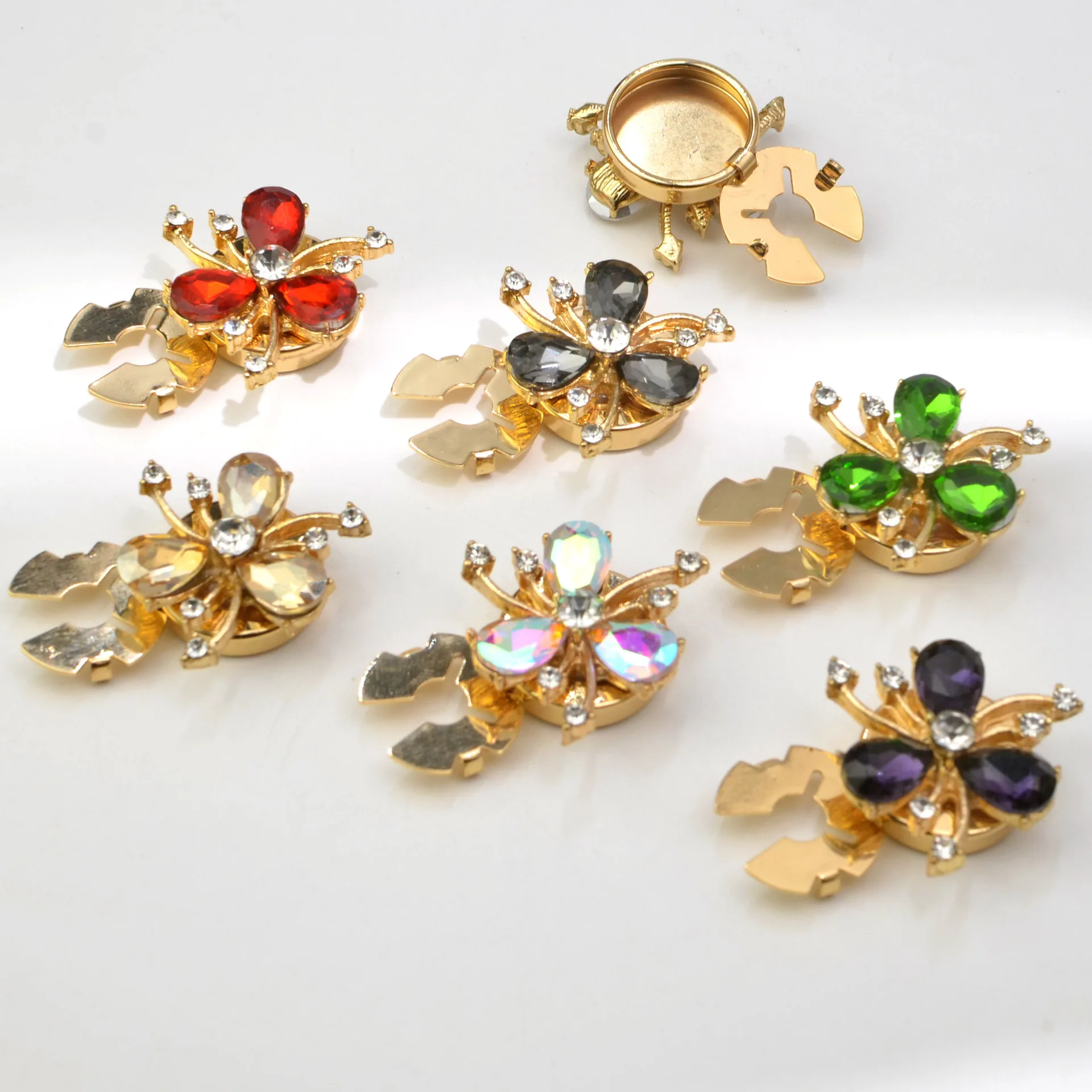 Fashion Glamorous Style Rhinestone Petal Button Cover Rhinestone Button Apparel Accessories