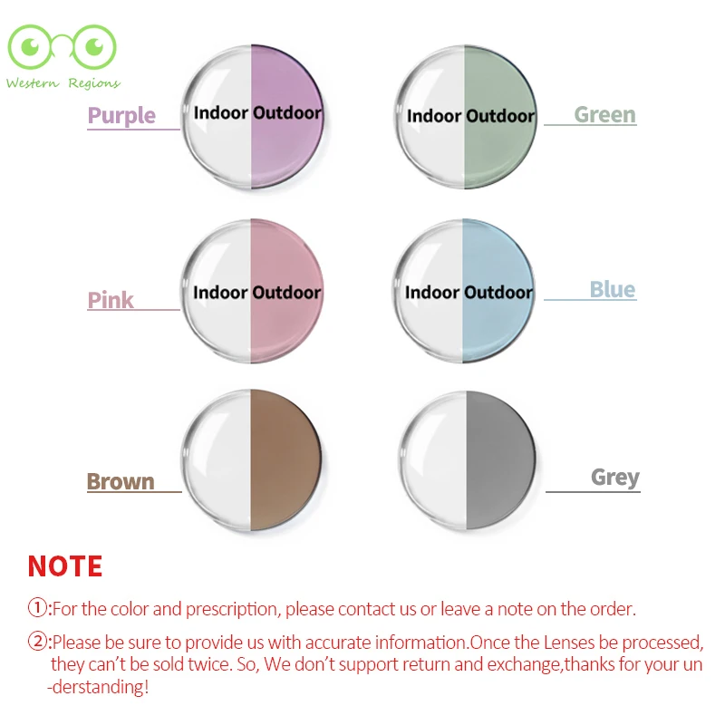 1.56 1.61 비구면 처방 변색 렌즈 선글라스 렌즈 단일 비전 야외 카멜레온 그레이 브라운 노안