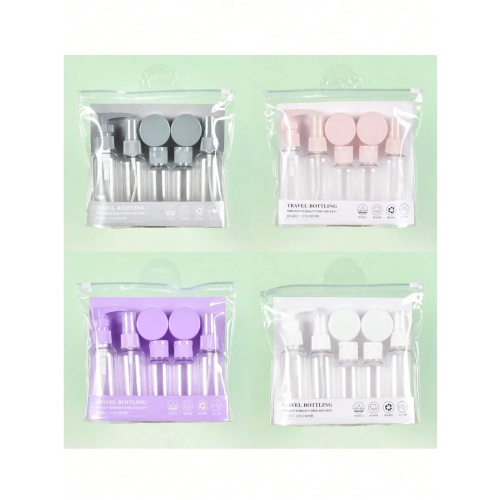 1pc/7pcs Travel Bottle Set, Refillable Bottles, Includes Toiletry Bag, Empty Liquid Containers, Leak-Proof Liquid Dispenser Bottles, Travel Makeup Case, Cream Jar, Travel Essentials, Airplane Travel Accessories, Travel Bottle Set, Leak-Proof Portable Toil