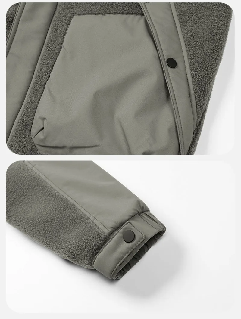 Outdoor cycling sports camping casual trendy loose men's fashion travel business windproof and warm lambskin cotton jacket 2026