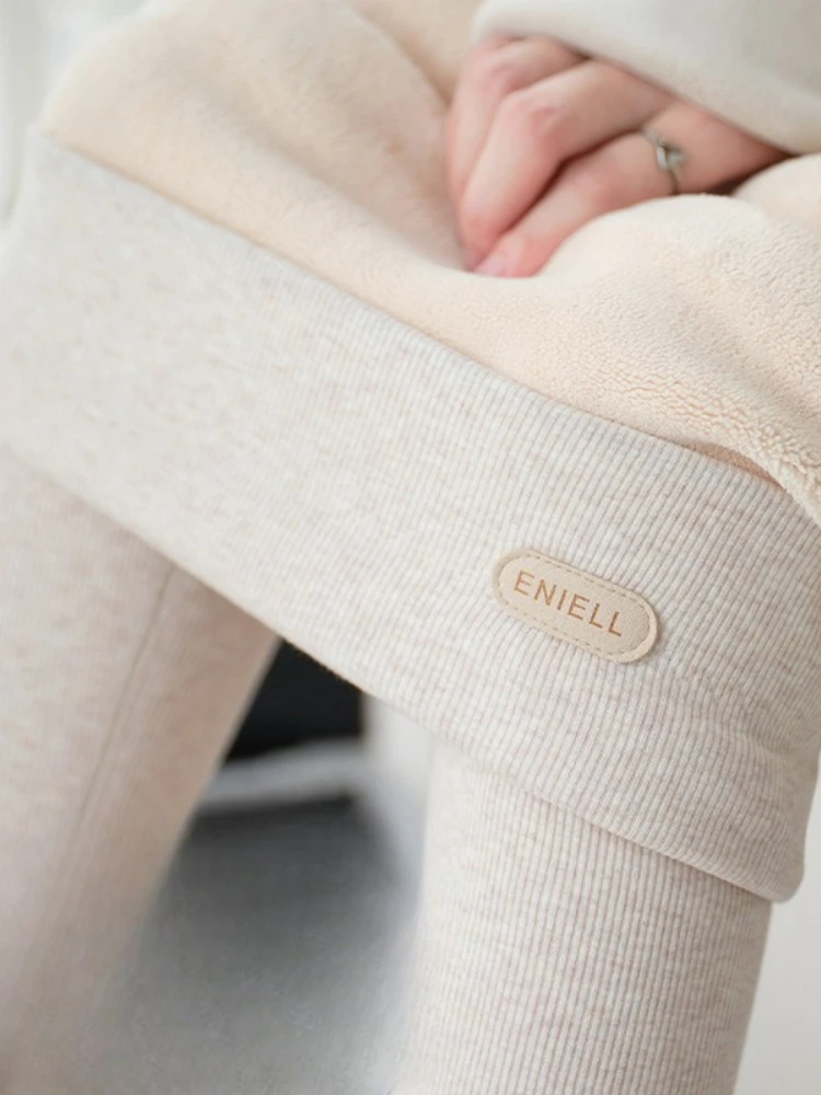 Autumn Winter Women's Knit Thick Fleece Leggings High Waist Pants Outwear Female Warm Thick Velvet Leggings for Women Clothing