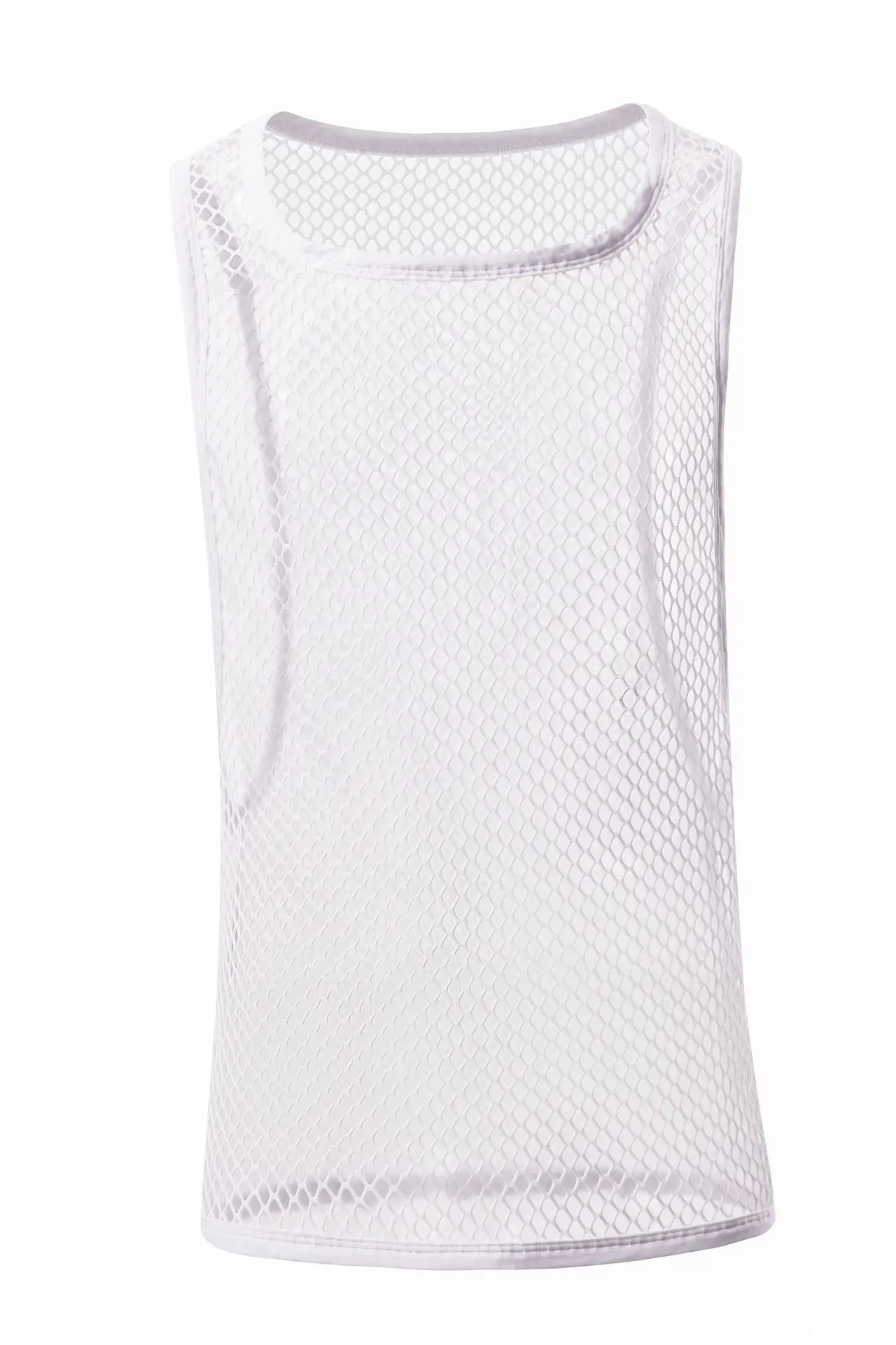 Men's Sleeveless Fishnet Mesh Tank Top See Through Hollow Out Stretch Sexy Sheer Vest for Gym Club Beach Party Daily Layering