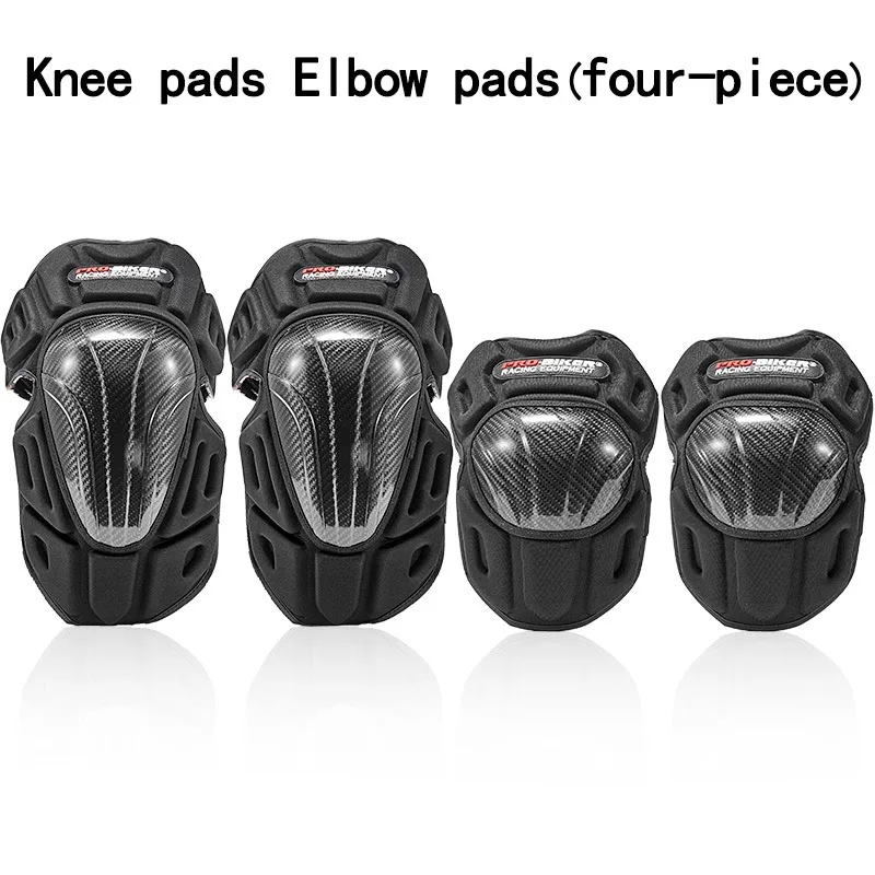 

PRO-BIKER Short Riding Gear Knee and Elbow Protectors 4-Piece Carbon Fiber Shell Motorcycle Off-Road Protectors