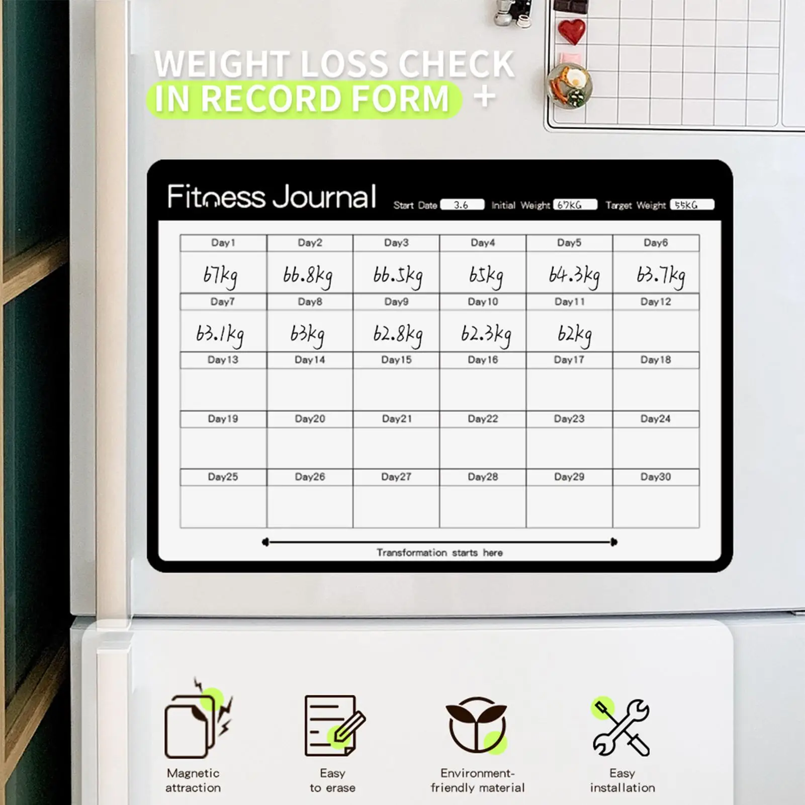 Fridge Weekly Planner Daily Erasable Magnetic Slimming Notepad Erase Weekly Planner For Home Appointment Kitchen Office Work