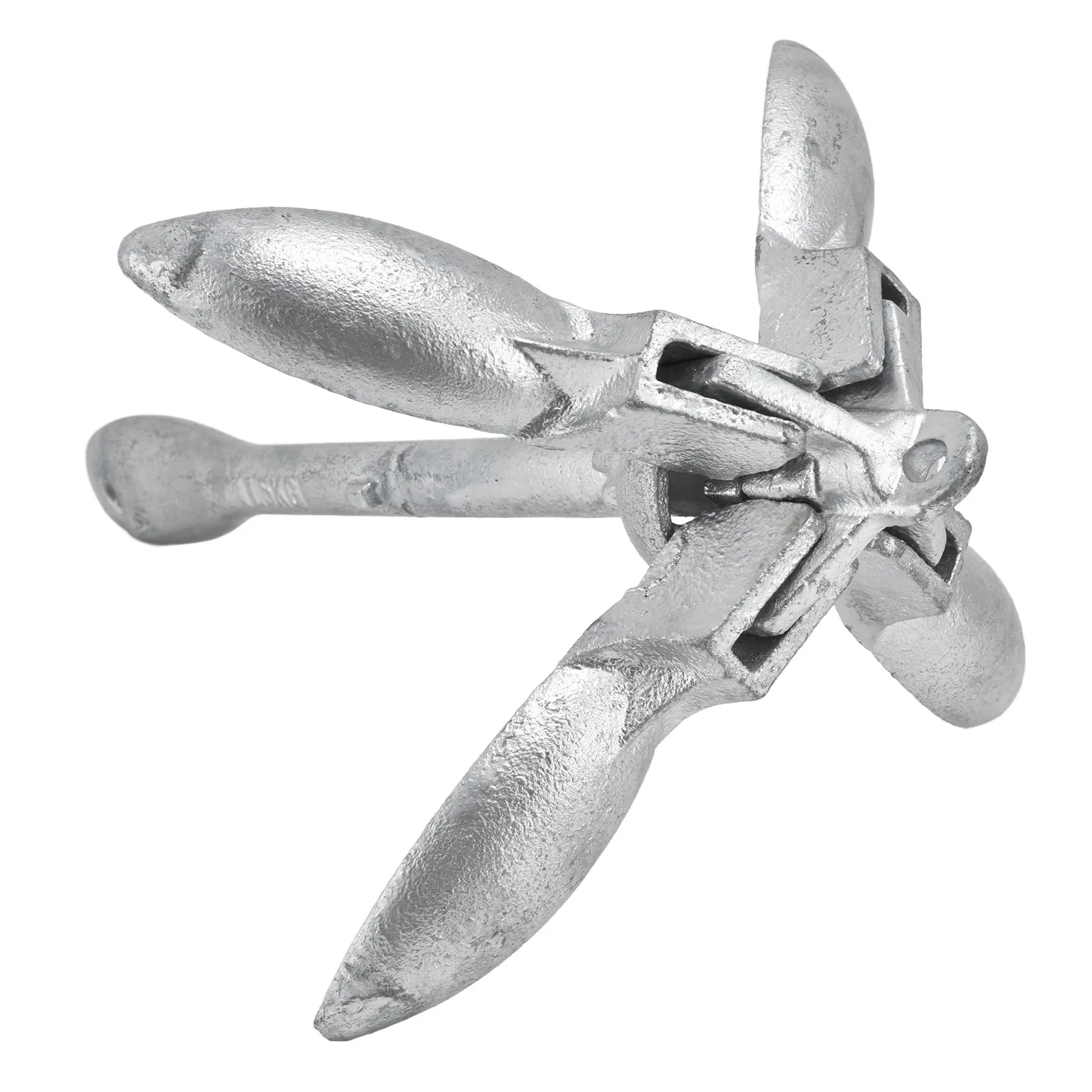Foldable Anchor Grapnel 4 Flukes 1.5kg Carbon Steel Boat Accessory for Kayak CanoeSilver (Galvanized Carbon Steel)