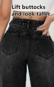 Denim elastis kaki lurus fashion wanita merek CPUY warna murni empat musim tanpa ikat pinggang gaya musim gugur dan musim semi yang populer