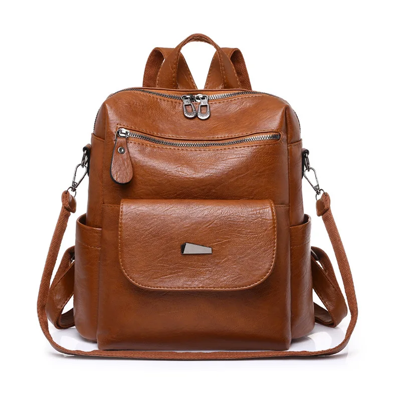 Fashion Women’s Backpack High Quality Pu Leather Simple Backpack Large Capacity Antitheft Shoulder Handbags Teenage School Bags