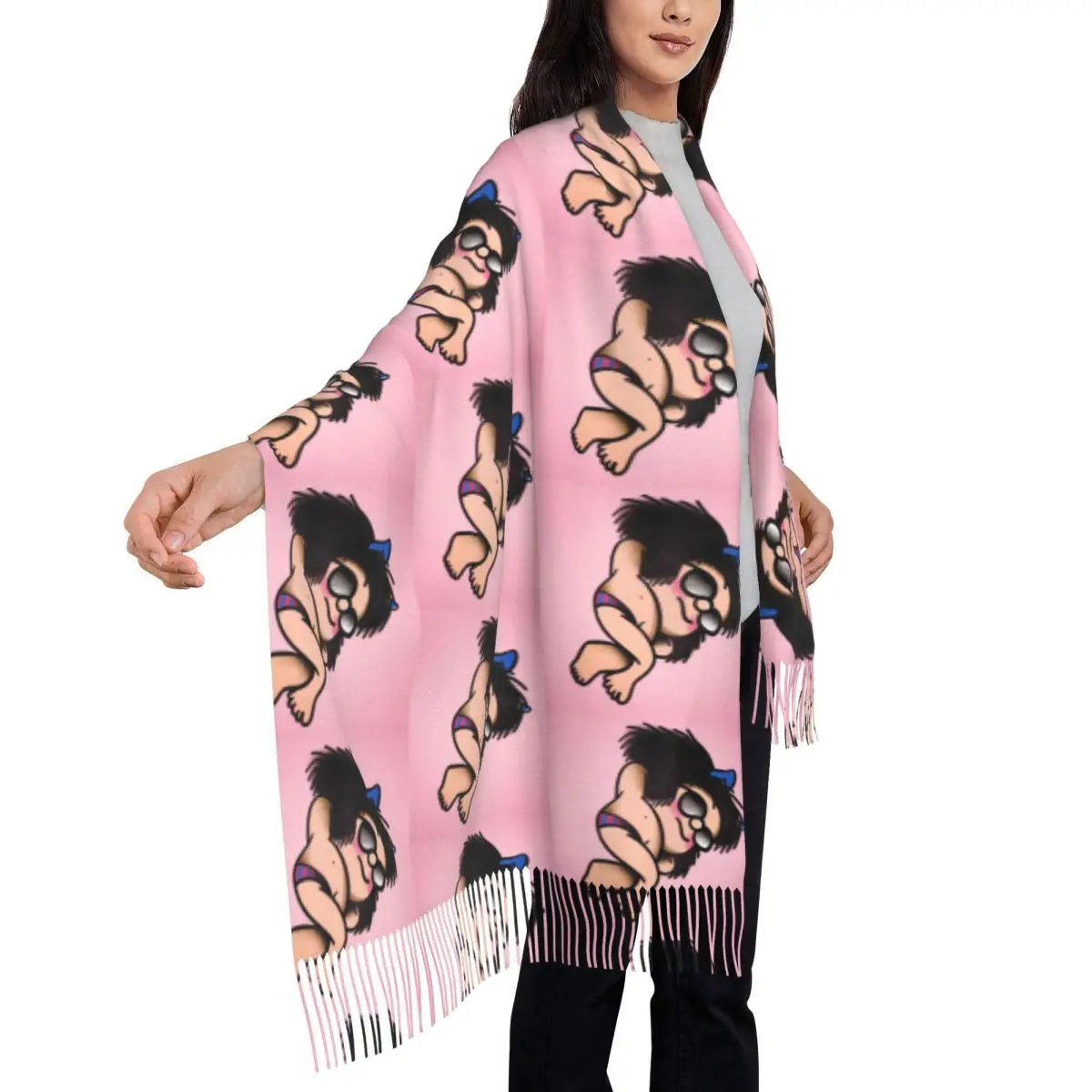 Custom Humor Mafalda Scarf Wrap Women Long Winter Warm Tassel Shawl Unisex Scarves