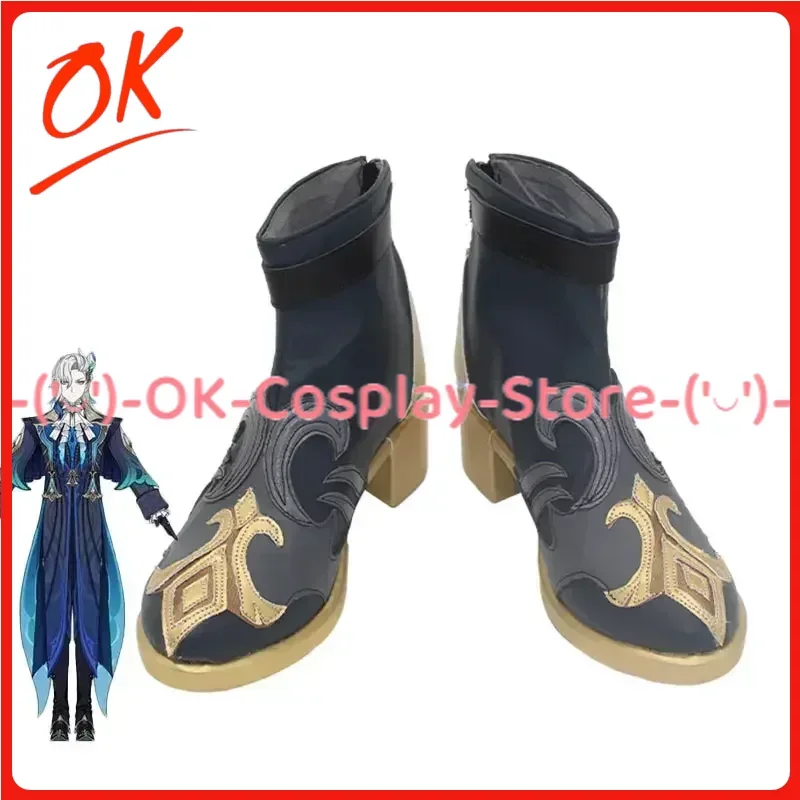 

[Customized] Neuvillette Cosplay Shoes Game Genshin Impact Anime Roleplay Prop Halloween Carnival Holiday Party PU Leather Boots