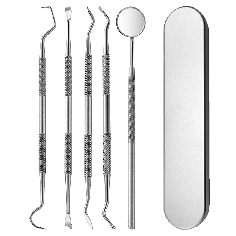 Kit de Herramientas Dentales de Acero Inoxidable para Eliminar la Placa, Cuidado Bucal con Limpiador de Placa, Raspador de Sarro, Limpiador de Dientes y Lengua para la Familia