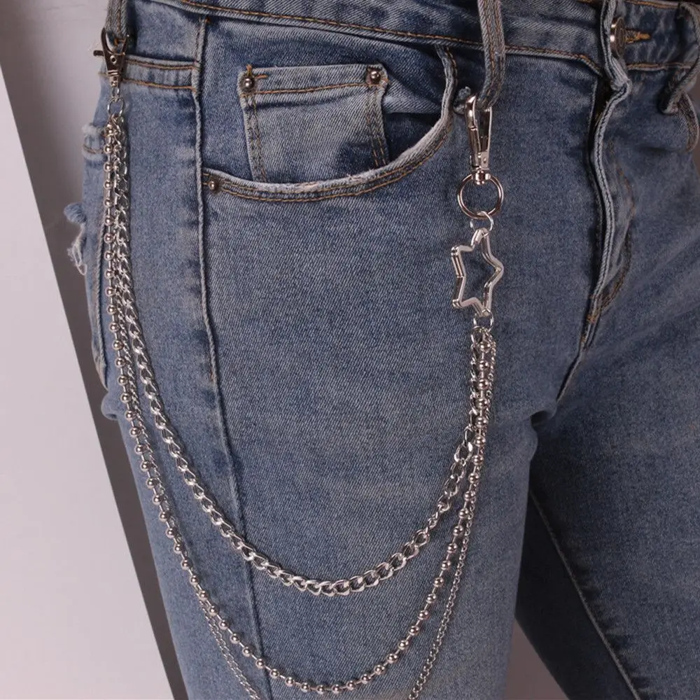 Jewelry Gift Double Layer Five-pointed Star Jeans Chain Punk Pants Chain Hollow Cross Metal Waist Chain Female Belt Chain