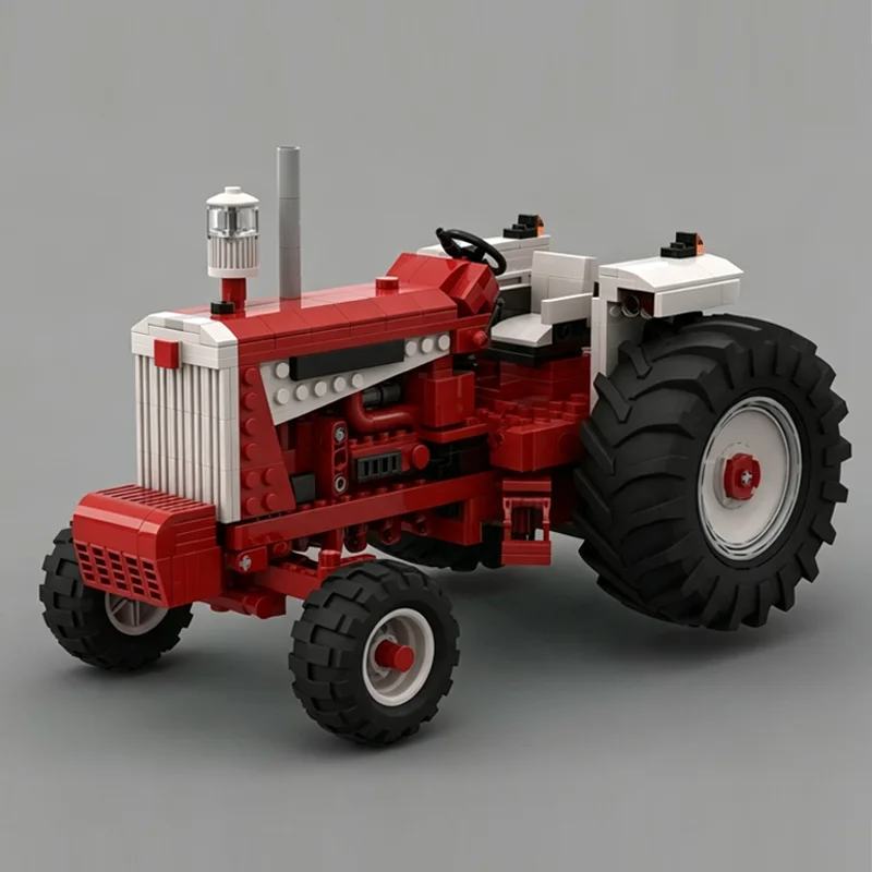 New 725Pcs Farm Moc Ih 1206 - Ls Tractor and Dump Tipper Trailer Model Diy Creative Ideas Toy Birthday Gift Technology Blocks