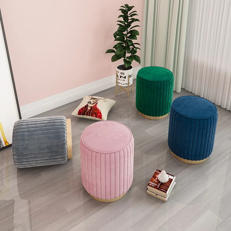 Chic round pouf, fashion Nordic minimalist home door shoe stool, luxury living room small round pouf for comfortable seating.