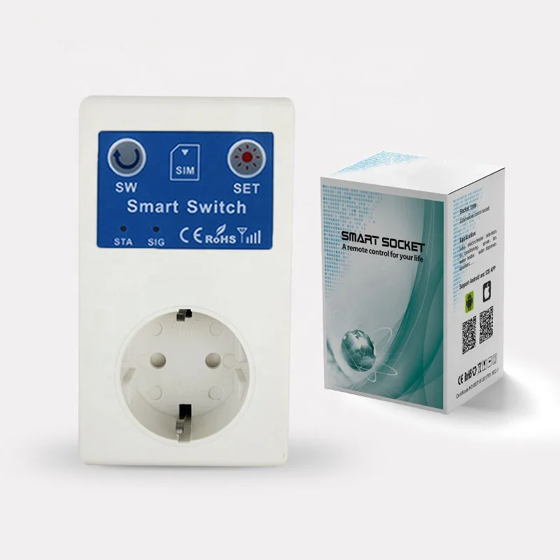 スマートリモコン EU 電源コンセント リレースイッチ ホームゲートオープナー SMS コール 温度センサー コントローラー 16A GSM 電源ソケット