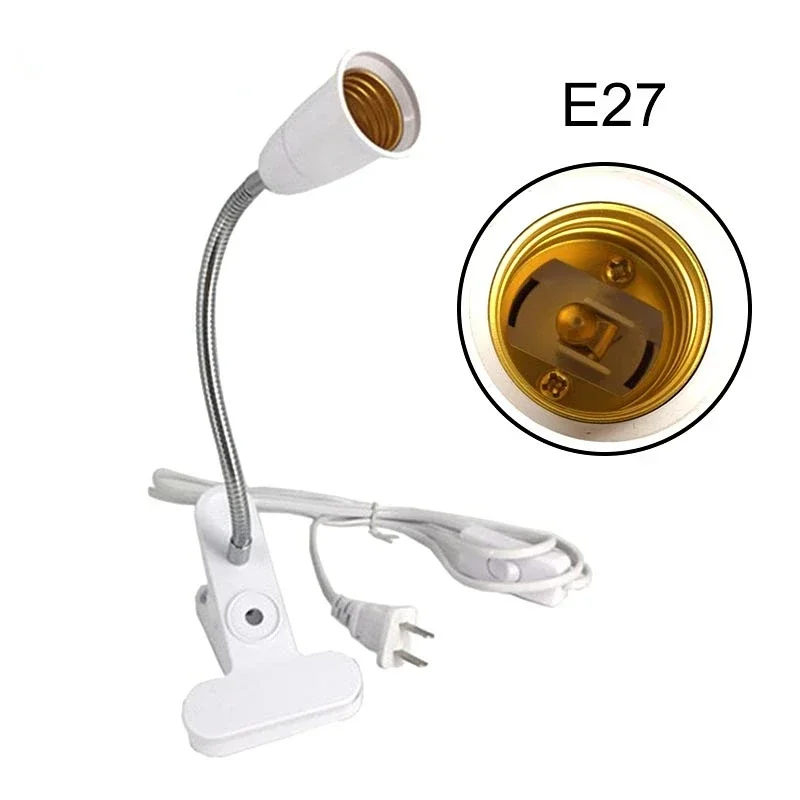 E27 Screw With Switch Lamp Holder EU/US/UK Bedside Clip Lamp Stand Led Grow Lights 20cm Bedroom Eye Protection Lamp Fill Light