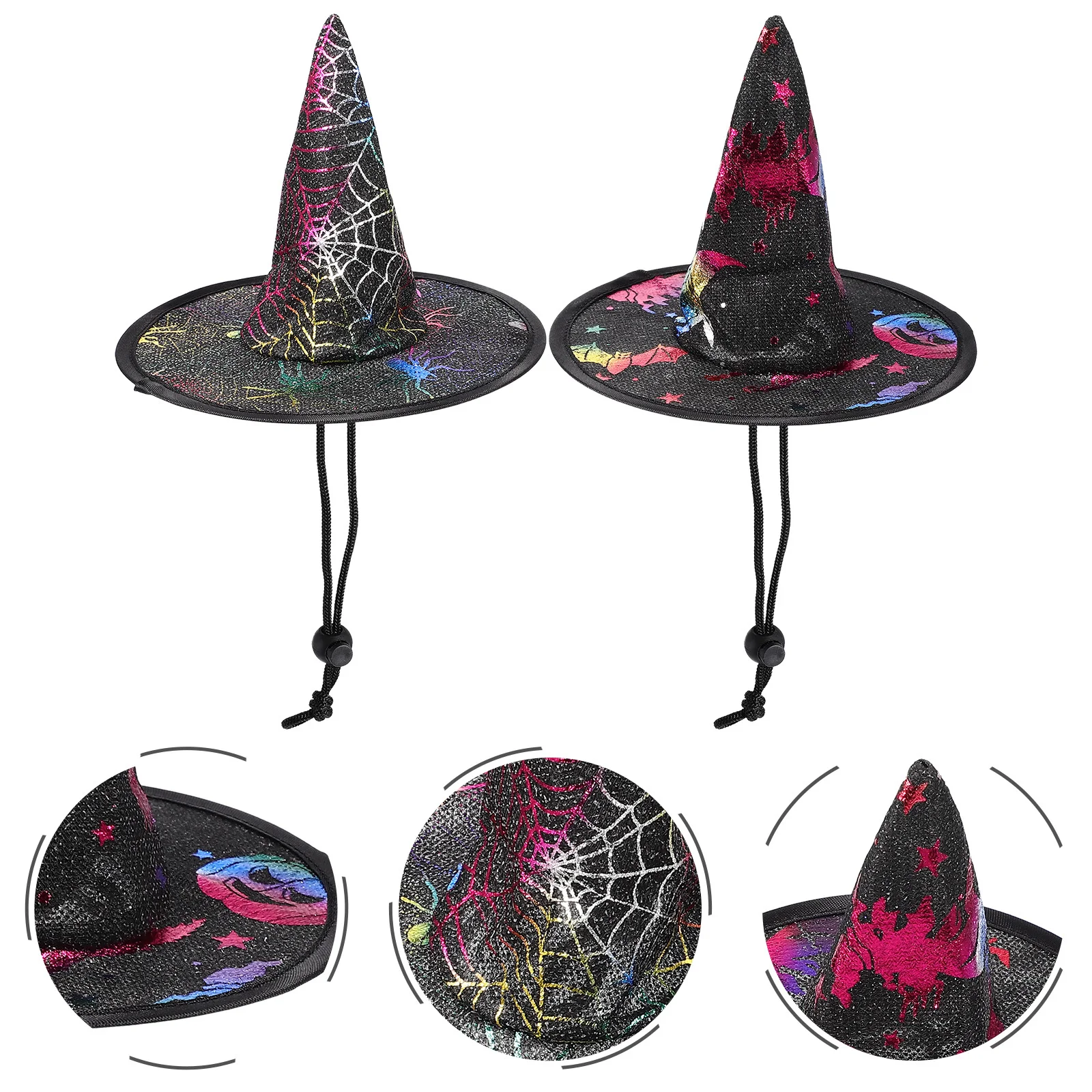 

2 Pcs Pet Party Hat Halloween Hats Witch Dog Cat Headgear Non-woven Fabric Miss