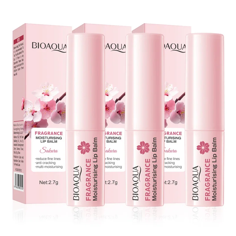 1/2/3pcs BIOAQUA Sakura Lipstick Cherry Blossom Moisturizing Lip Balm Nourishing Brightening Hydrating Lips Skin Care