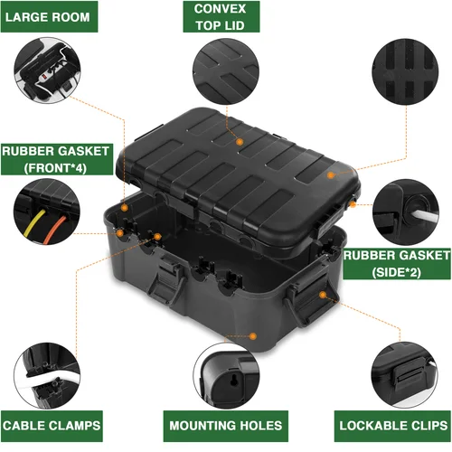Imagen 2 del producto Caja eléctrica extragrande para exteriores, cubierta impermeable para cable de extensión resistente a la intemperie, protege la salida, el enchufe, el temporizador,