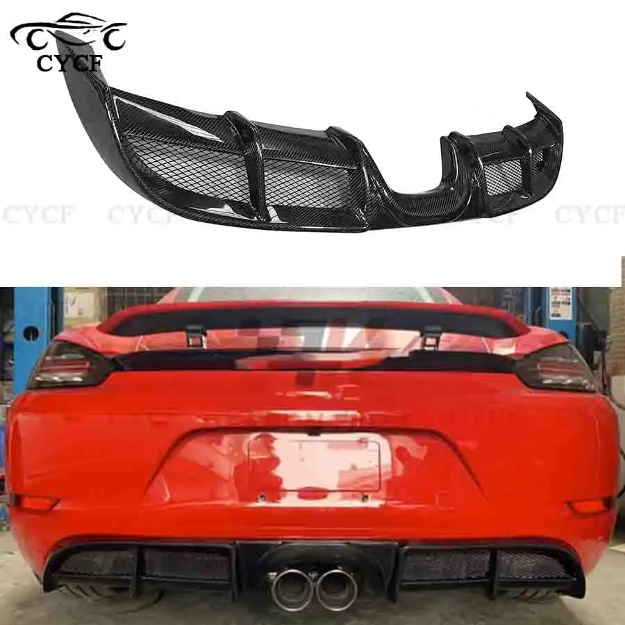 For Porsche 718 Boxster Cayman High quality Carbon Fiber Rear Diffuser Bumper Splitter Lip Diffuser Cover Trim Body Kit