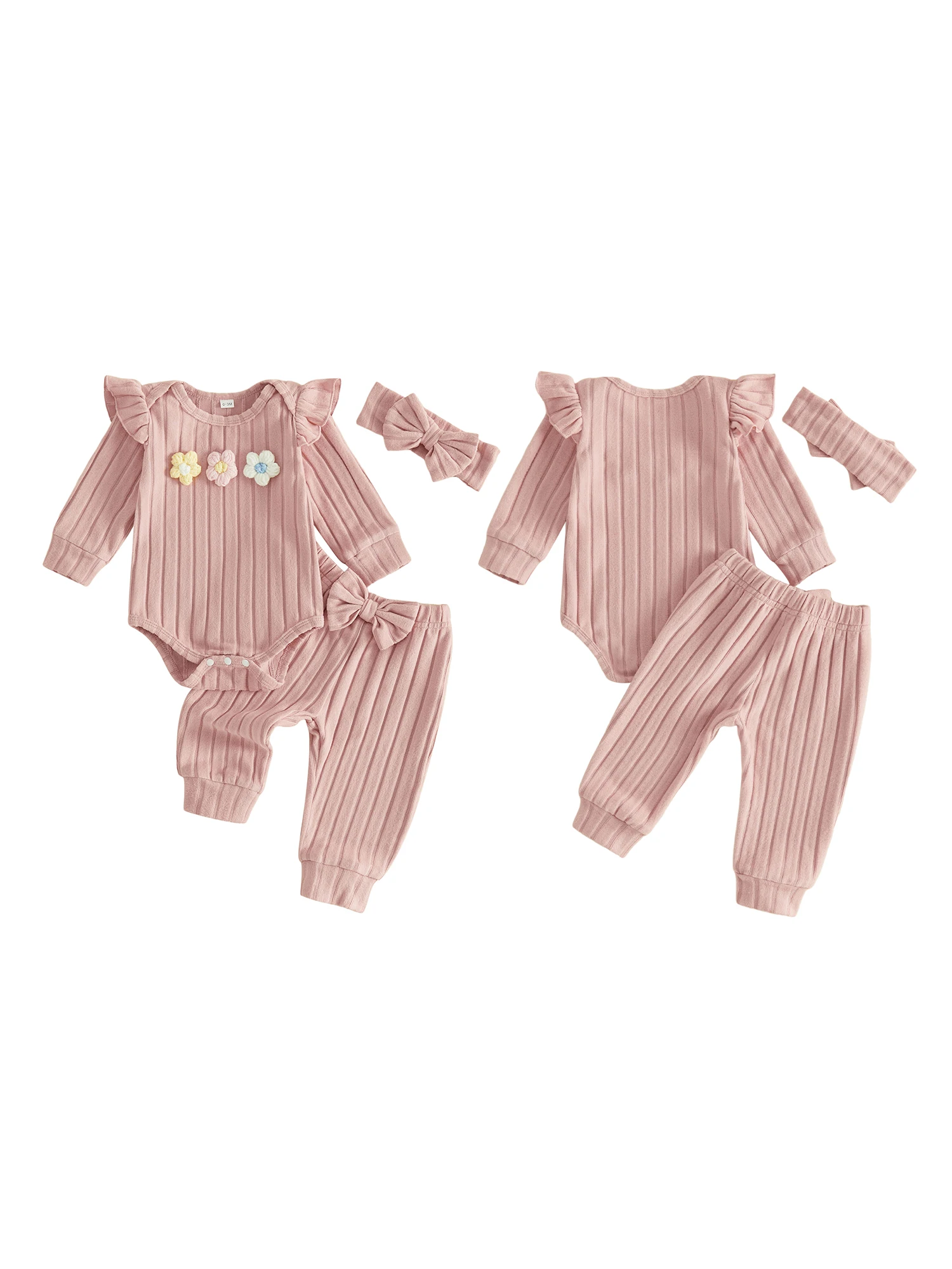 Sleeve Flower Girl-Fall-Outfit Pants Girl Baby Outfit Long Sleeve Romper With Pants Headband High Quality
