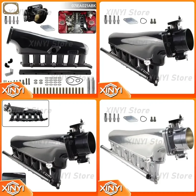 90mm Throttle Kit High Flow Intake Manifold with Fuel Rail for Toyota Supra Chaser 2JZ GE Black Silver