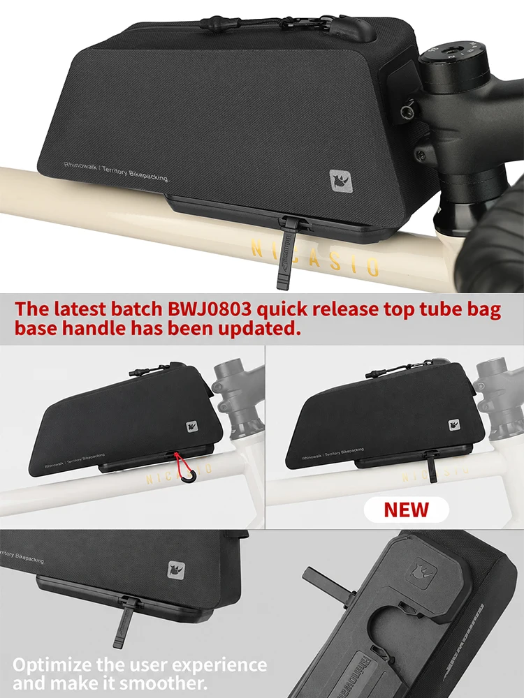 Rhinowalk Bike Top Tube Bag Quick Release Waterproof Bike Frame Pack Hard Shell Cycling Front Storage Bag for MTB Road Bicycle