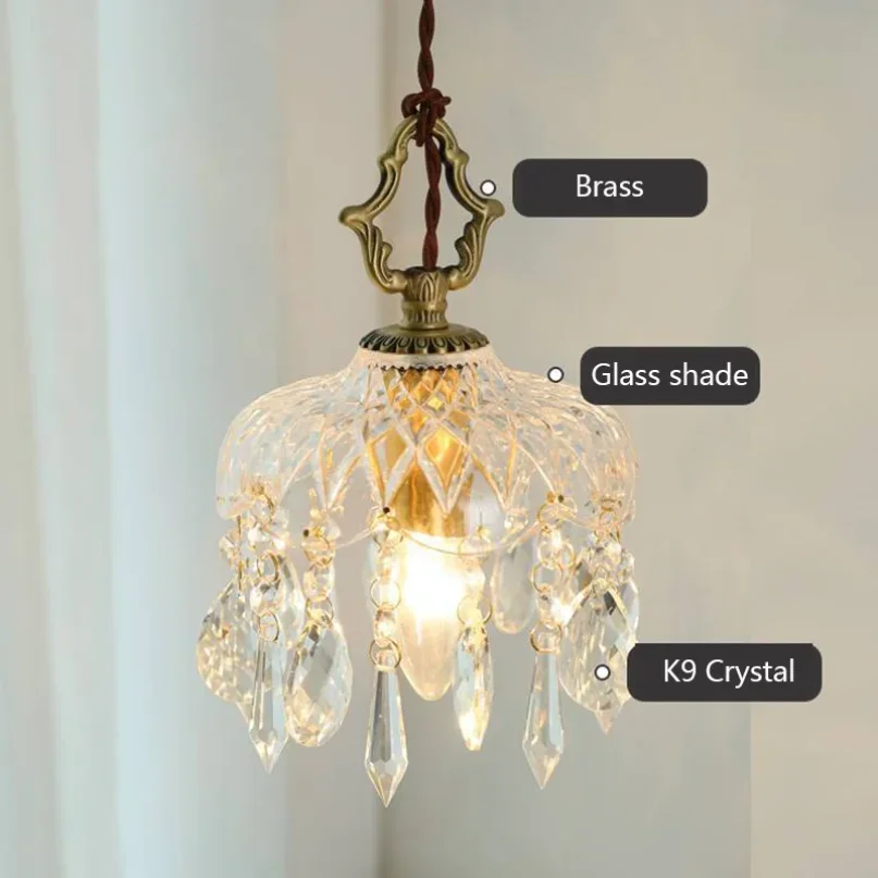 Lámpara de pared de cristal Medieval, luces colgantes Led francesas de lujo, modernas, minimastas, creativas, para dormitorio, mesita de noche y sala de estar