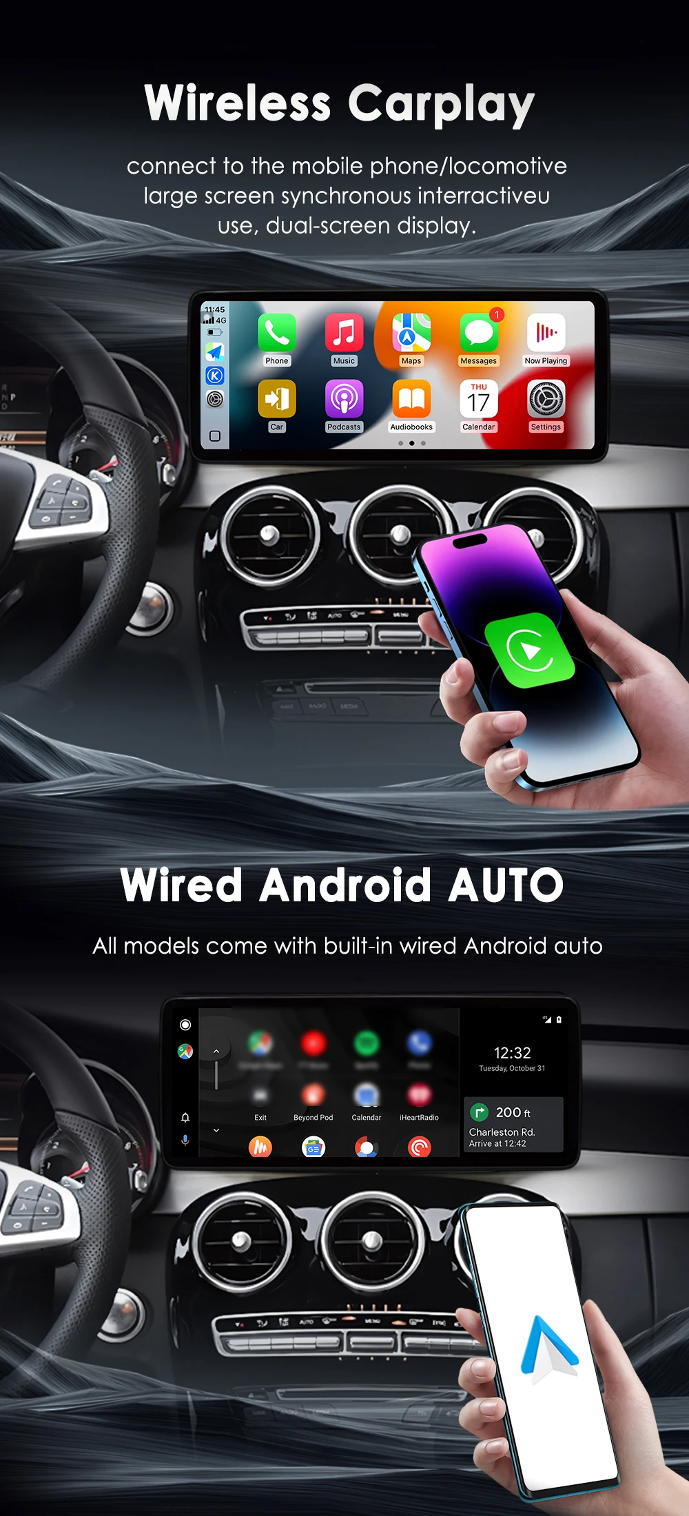 Kabelloses Carplay für Mercedes Benz E-Klasse W212 2009-2015 Android 16 Autoradio Video DSP Stereo GPS QLED Touchscreen 4G WiFi BT – Detail 8