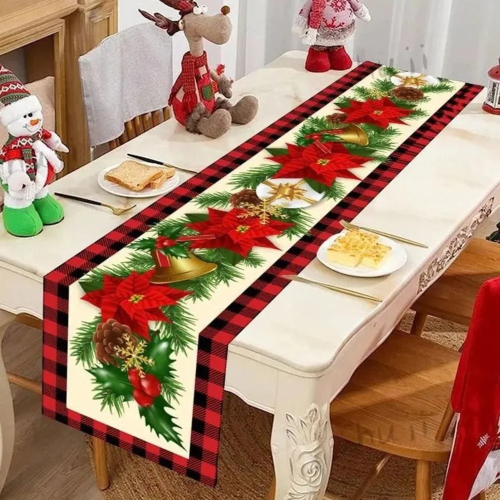 New Santa Claus Christmas Table Runner Elk Snowman Christmas Tablecloth New Year Table Decor Christmas Party