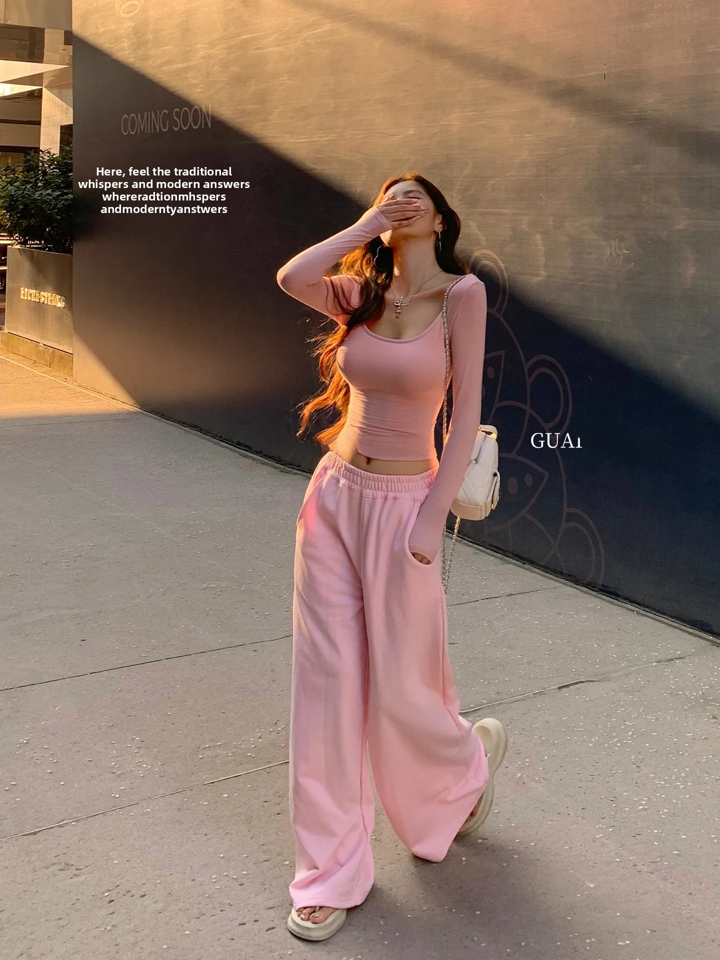 

Свободные широкие повседневные брюки, женские осенние однотонные драпированные прямые спортивные штаны, удобные свободные брюки Spicy Girl Sle