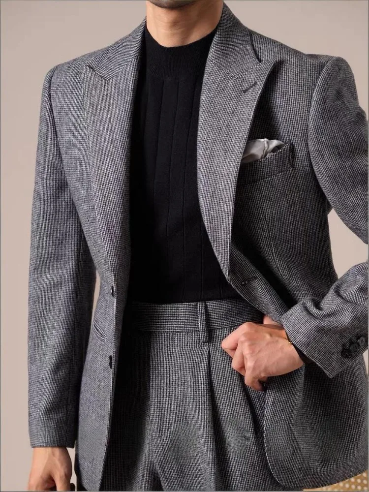 Business Male Long Sleeves Pockets Comfortable Suits Leisure Matching Sets Top Quality Two Button Solid Color Men Outfits