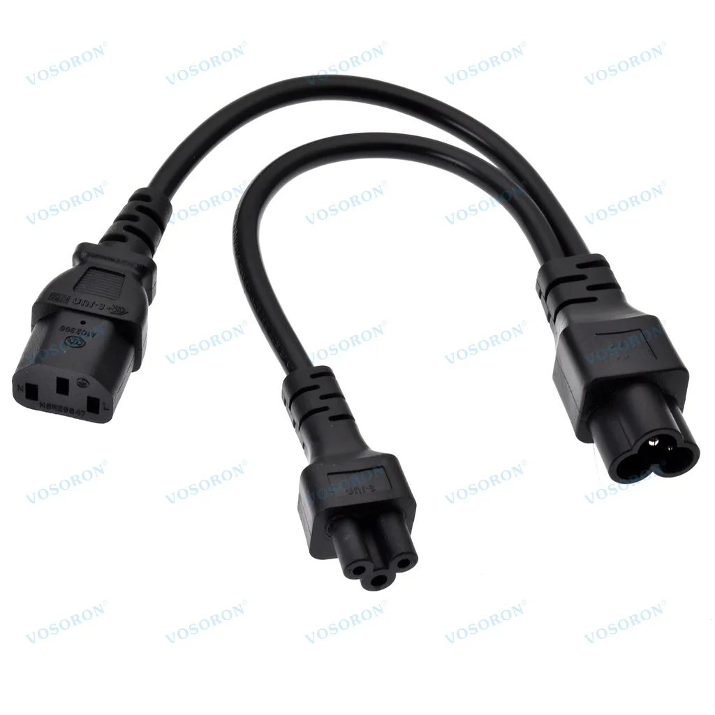 IEC320 C6 to C5 /C13 Y Splitter Power Cable,C6 Male to Dual Female is c13 PDU Jack and c5 3 Hole ac Cable,1FT/0.3M