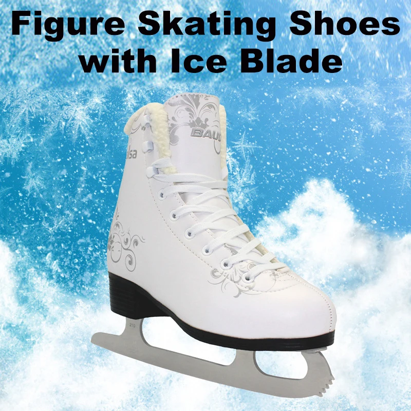 BAUD Salsa Figure Skating Shoes PVC Thermal Warm Thicken Waterproof Professional Ice Skates with Ice Blade for Adult Children