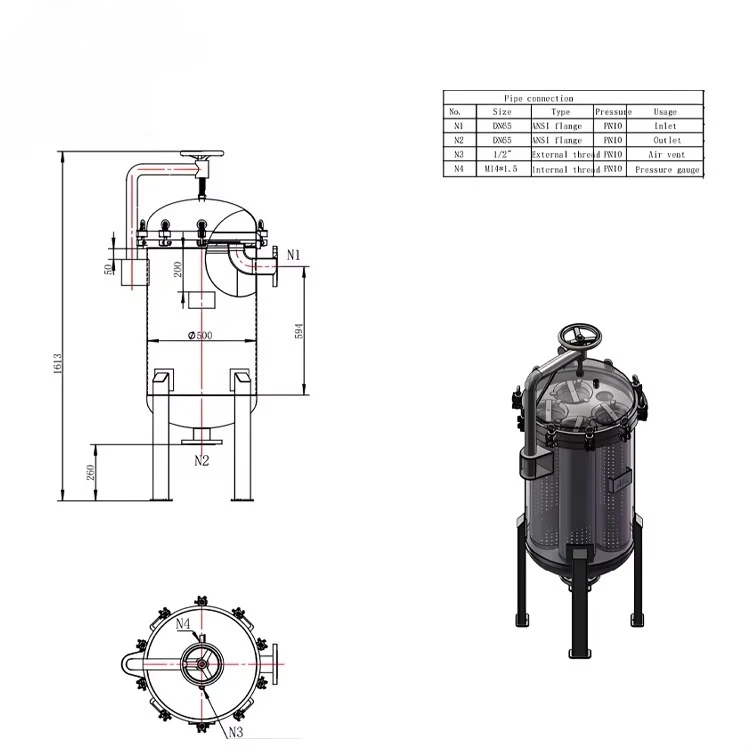 Vertical Multi-bag Filters, Space-saving Design, Customizable Height According to the Site.