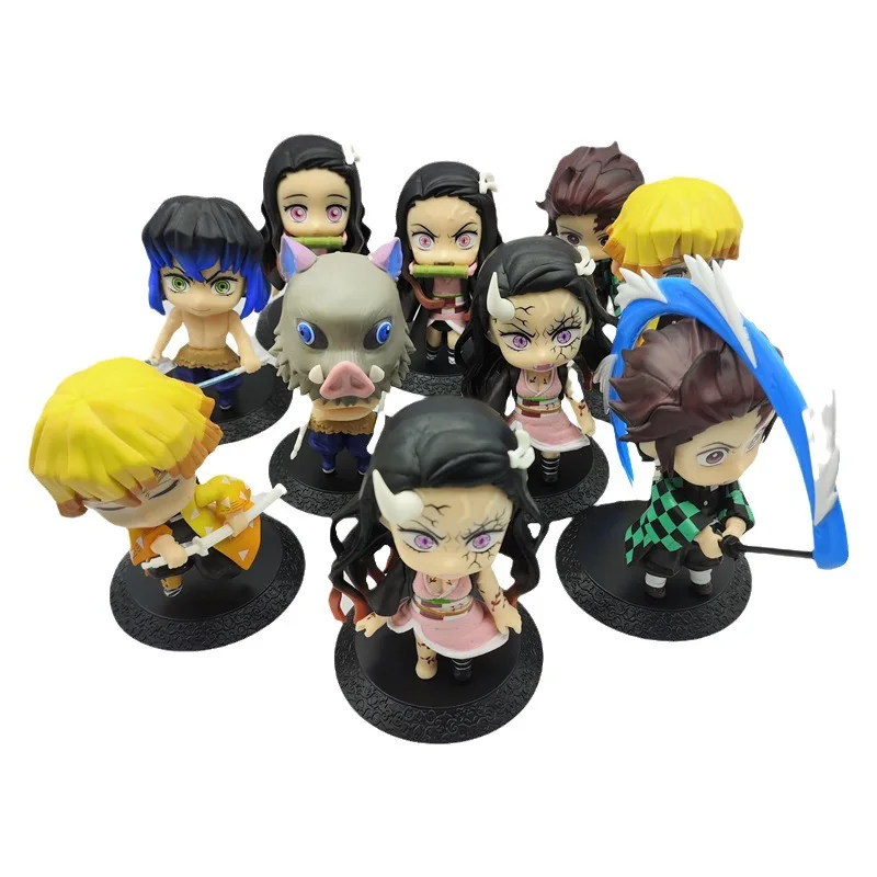 

Аниме-фигурки Demon Slayer: Камадо Нэзуко и Камадо Танджиро (версия для битвы), коллекционные модели, игрушки, 10 см, 10 шт./набор