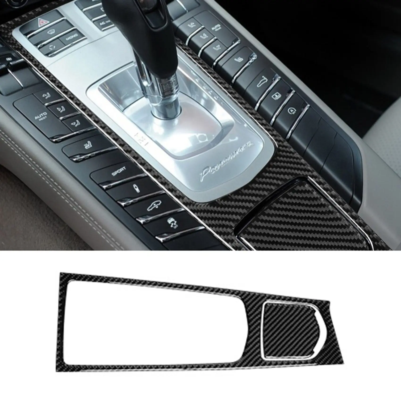 2Pc Central Control Multimedia Panel Carbon Fiber Cover Trim LHD Car Decorative Sticker for Porsche Panamera 10-16 Black