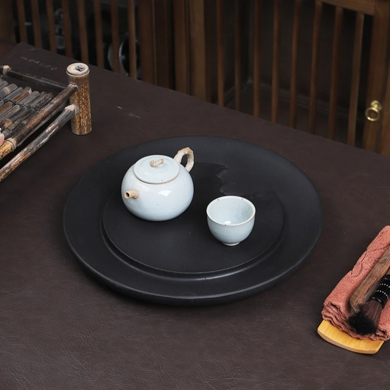 

Luxury Modern Tea Tray Round Black Stone Multipurpose Decorations Tea Tray Kong Fu Small holz tablett rechteckig Decorative Tray