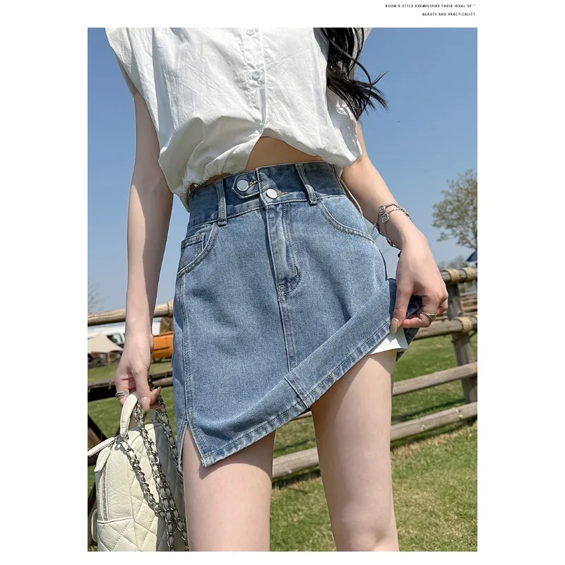 Womens Denim Skirt Black High Waist Slimming A Line Mini Denim Skirt Summer New Short Casual Skirt For Petite Women