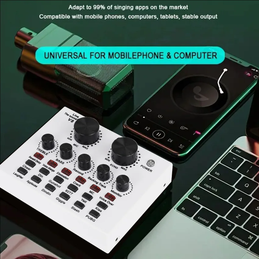 

Cross-border Hot Style V8 Soundcard Broadcast Equipment Suit Computer Phone Trill Game Host Special Microphone Microphone